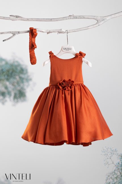 Βαπτιστικό Φορεματάκι για κορίτσι Πορτοκαλί 6218, Vinteli