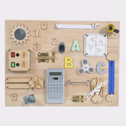 Ξύλινος Εκπαιδευτικός Πίνακας Wooden Sensory Board MT19 3800146223328 - Moni Toys
