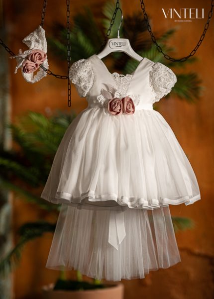 Βαπτιστικό Φορεματάκι για κορίτσι Ιβουάρ 8201, Vinteli