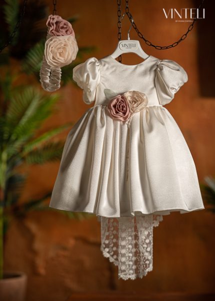 Βαπτιστικό Φορεματάκι για κορίτσι Εκρού 8203, Vinteli