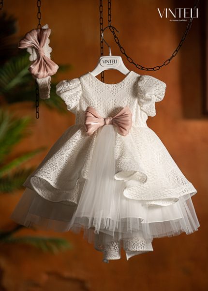 Βαπτιστικό Φορεματάκι για κορίτσι Ιβουάρ 8206, Vinteli