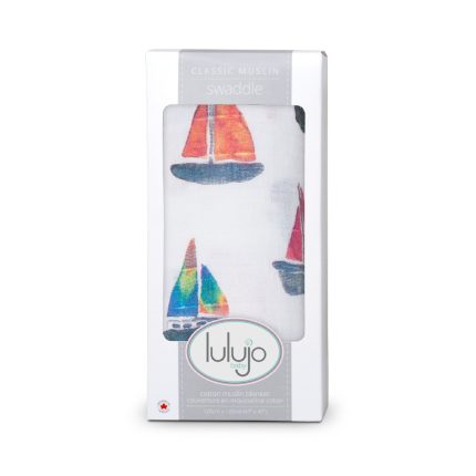 Μουσελίνα – Sailboats Swaddling Blanket (120x120cm) - Lulujo