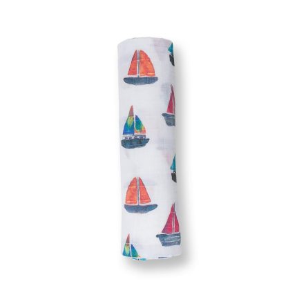 Μουσελίνα – Sailboats Swaddling Blanket (120x120cm) - Lulujo