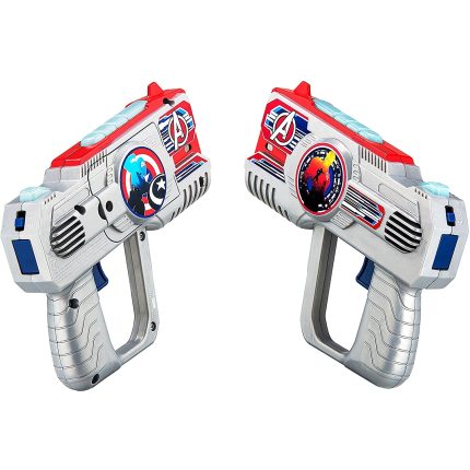 eKids Avengers Σετ 2 Laser Tag Blasters για παιδιά & ενήλικες με φωτισμό και δόνηση με εμβέλεια 30 μέτρων Ασημί AV-174