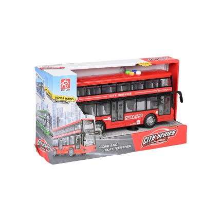 Φρίξιον Λεωφορείο Διώροφο 27cm σε κουτί με Φώτα, Ήχους, Ανοίγουν Πόρτες RJ5504 3+ - Martin Toys