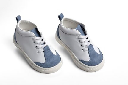 Χειροποίητο Βαπτιστικό Παπούτσι Περπατήματος για Αγόρι Λευκό-Γαλάζιο Α424Ρ, Everkid