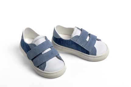 Χειροποίητο Βαπτιστικό Παπούτσι Περπατήματος για Αγόρι Λευκό-Γαλάζιο-Μπλε Jean Α428Ρ, Everkid