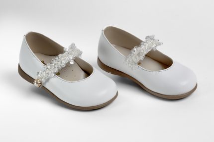 Χειροποίητο Βαπτιστικό Παπουτσάκι για Κορίτσι Περπατήματος Λευκό K462A, Everkid