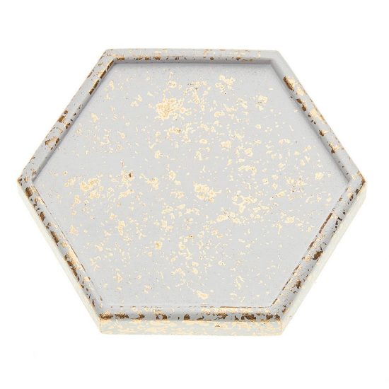 Εξάγωνο Σουβέρ Λευκό-Χρυσό (9,5x9,5x1,1cm) Κ814