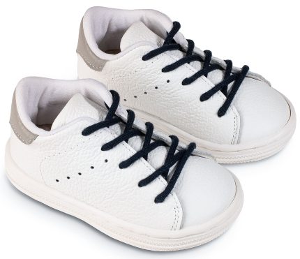 Babywalker Βαπτιστικό Παπουτσάκι Περπατήματος για αγόρι Δετό Δίχρωμο Σνίκερ Λευκό-Μπλε-Γκρι BS3071