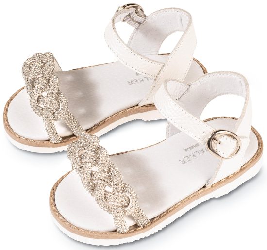 Babywalker Βαπτιστικό Σανδάλι Περπατήματος για Κορίτσι Πλεξούδα Λευκό Πέρλα GR0101
