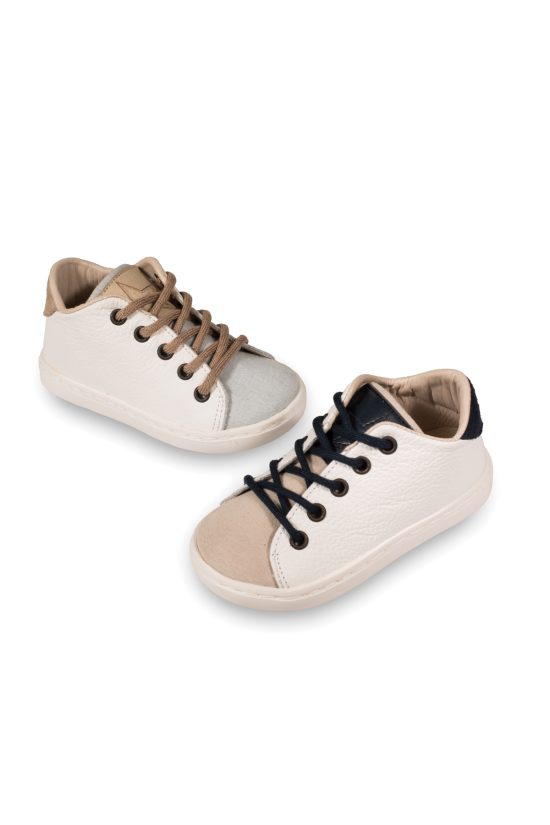 Babywalker Τρίχρωμο Δετό Sneaker BW4235 Λευκό-Μπεζ-Μπλε