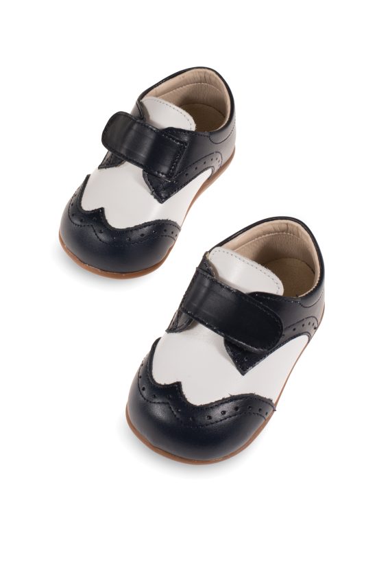Babywalker Βαπτιστικό Παπουτσάκι για Αγόρι Δίχρωμα Brogues Λευκό-Μπλε PRI2106