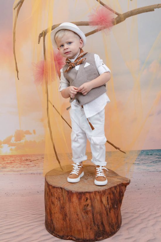 Βαπτιστικό Κοστουμάκι για Αγόρι Antouan Λευκό-Μπεζ 1452, Bambolino