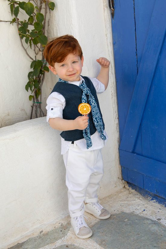 Βαπτιστικό Κοστουμάκι για Αγόρι Moses Λευκό-Μπλε 1461, Bambolino