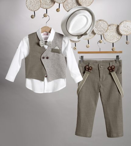 Βαπτιστικό Κοστουμάκι για Αγόρι Καφέ 2805-1, New Life