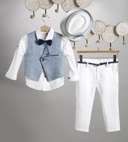 Βαπτιστικό Κοστουμάκι για Αγόρι Λευκό-Μπλε 2807-1, New Life