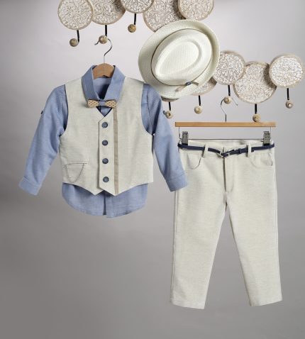Βαπτιστικό Κοστουμάκι για Αγόρι Εκρού-Ραφ 2813-1, New Life