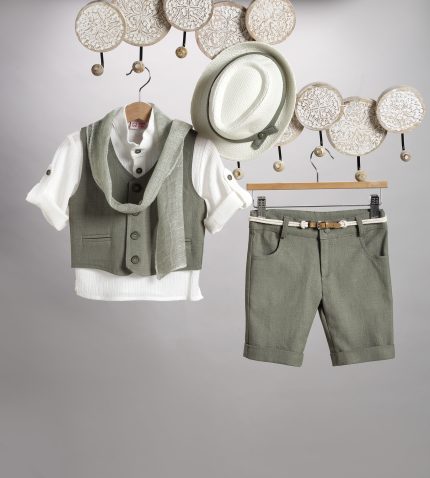 Βαπτιστικό Κοστουμάκι για Αγόρι Εκρού-Χακί 2815-2, New Life