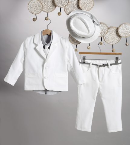 Βαπτιστικό Κοστουμάκι για Αγόρι Λευκό-Γκρι 2821-1, New Life