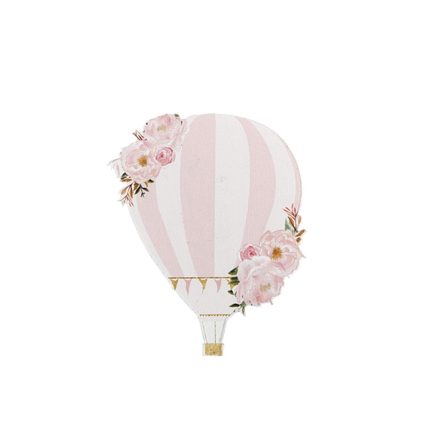 Μπομπονιέρα Βάπτισης Ξύλινο Ροζ Αερόστατο με Μαγνήτη 12cm ΜΓ-119, Bellissimo