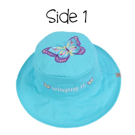Καπέλο Διπλής Όψης UPF 50+ – Butterfly-Floral (Cotton) - FlapJackKids