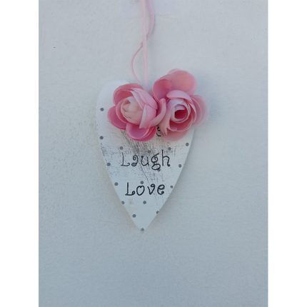 Ξύλινη Καρδιά Ροζ Τριαντάφυλλα | ΤΡ37Δ