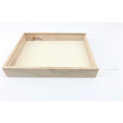 Ξύλινο Κουτί με Plexiglass Καπάκι για Μπομπονιέρα ή Προσκλητήριο 18x14x2,1cm | Β59Φ