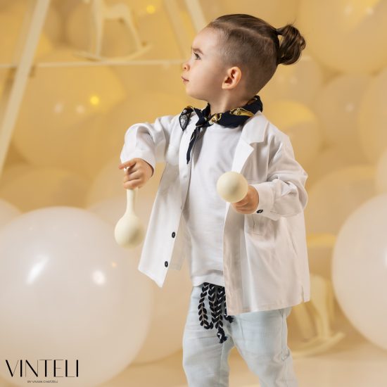 Βαπτιστικό Κοστουμάκι για αγόρι Ιβουάρ-Aqua CLS5317, Vinteli