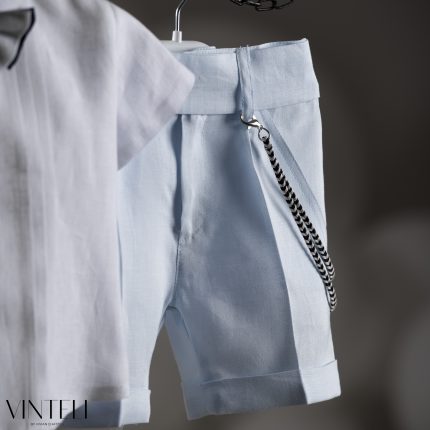 Βαπτιστικό Κοστουμάκι για αγόρι Λευκό-Σιέλ CLS5320Α, Vinteli