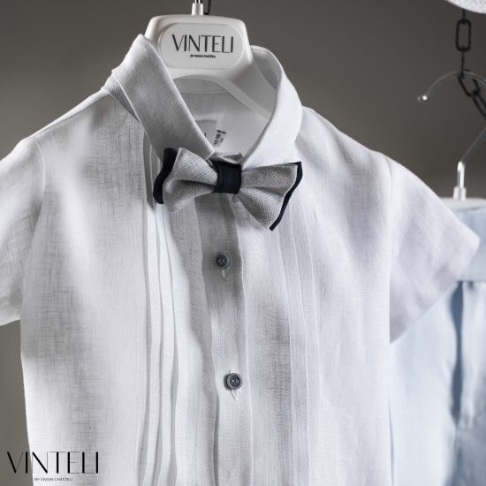 Βαπτιστικό Κοστουμάκι για αγόρι Λευκό-Σιέλ CLS5320Α, Vinteli