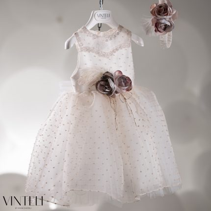 Βαπτιστικό Φορεματάκι για κορίτσι Μπεζ CLS6315, Vinteli