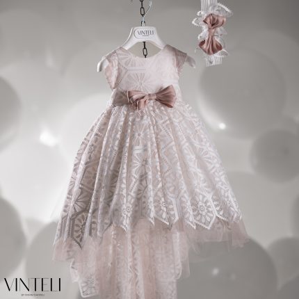 Βαπτιστικό Φορεματάκι για κορίτσι Ιβουάρ-Σομόν CLS6317, Vinteli