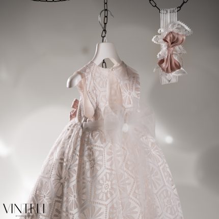 Βαπτιστικό Φορεματάκι για κορίτσι Ιβουάρ-Σομόν CLS6317, Vinteli