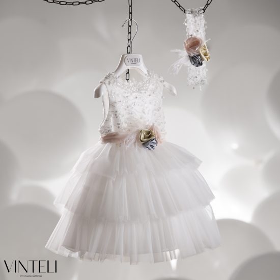 Βαπτιστικό Φορεματάκι για κορίτσι Ιβουάρ CLS6320, Vinteli