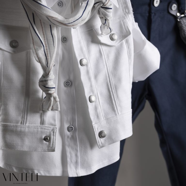 Βαπτιστικό Κοστουμάκι για αγόρι Λευκό-Μπλε EXC5307, Vinteli
