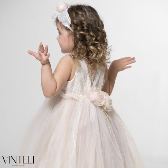Βαπτιστικό Φορεματάκι για κορίτσι Ιβουάρ-Μπεζ EXC6306, Vinteli