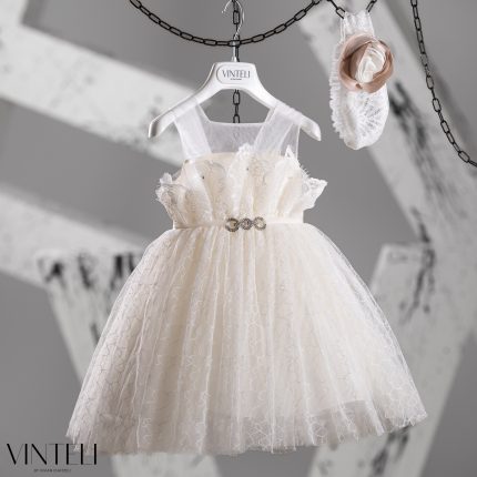 Βαπτιστικό Φορεματάκι για κορίτσι Ιβουάρ-Μπεζ EXC6309, Vinteli