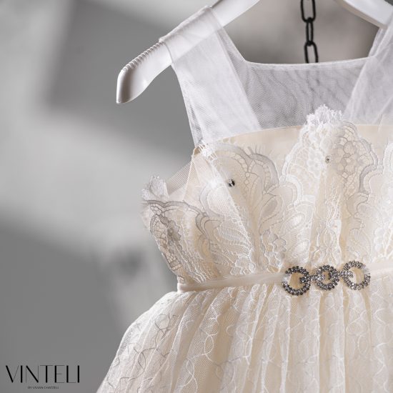 Βαπτιστικό Φορεματάκι για κορίτσι Ιβουάρ-Μπεζ EXC6309, Vinteli