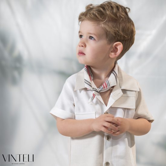 Βαπτιστικό Κοστουμάκι για αγόρι Μπεζ-Εκρού PRM5324, Vinteli