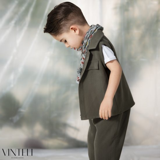 Βαπτιστικό Κοστουμάκι για αγόρι Ανοιχτό Λαδί PRM5326, Vinteli