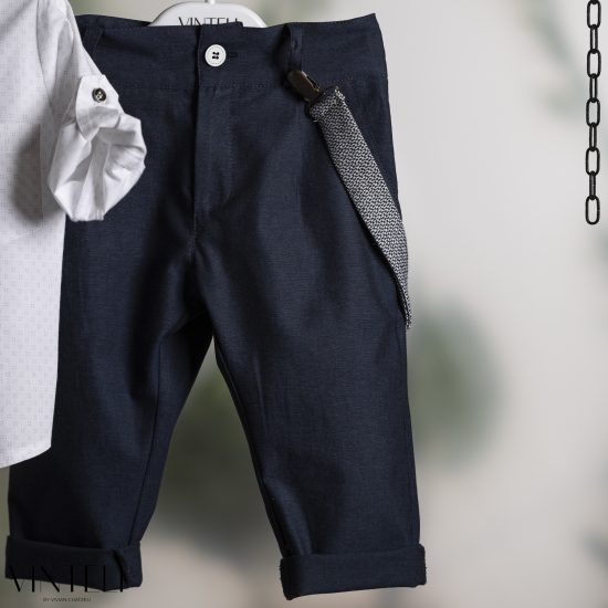 Βαπτιστικό Κοστουμάκι για αγόρι Λευκό-Μπλε PRM5330, Vinteli