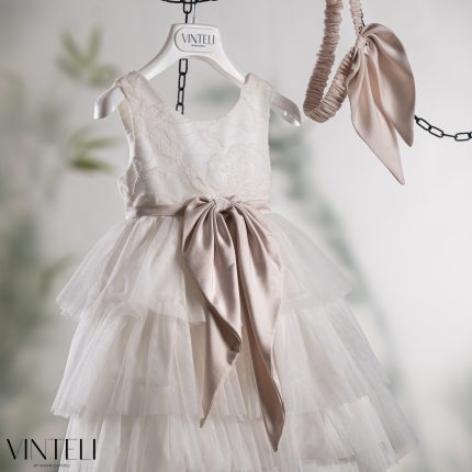 Βαπτιστικό Φορεματάκι για κορίτσι Εκρού-Ιβουάρ PRM6324, Vinteli