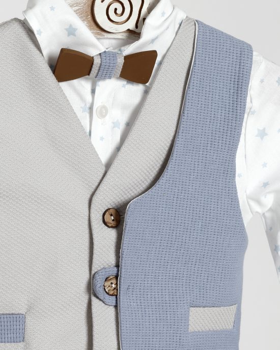 Βαπτιστικό Κοστουμάκι για Αγόρι Λευκό-Γαλάζιο-Γκρι Κ-2437, Lollipop