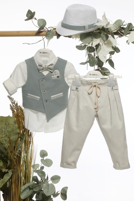 Βαπτιστικό Κοστουμάκι για Αγόρι Πράσινο-Λευκό Πάγου Α4650, Mi Chiamo