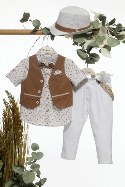 Βαπτιστικό Κοστουμάκι για Αγόρι Ταμπά-Λευκό Α4651, Mi Chiamo