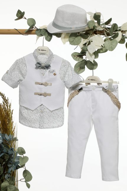 Βαπτιστικό Κοστουμάκι για Αγόρι Λευκό Α4655, Mi Chiamo