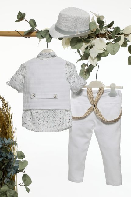 Βαπτιστικό Κοστουμάκι για Αγόρι Λευκό Α4655, Mi Chiamo