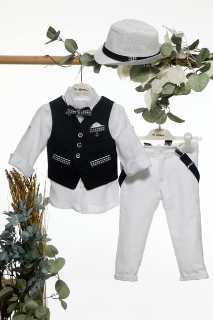 Βαπτιστικό Κοστουμάκι για Αγόρι Μπλε-Λευκό Α4656, Mi Chiamo