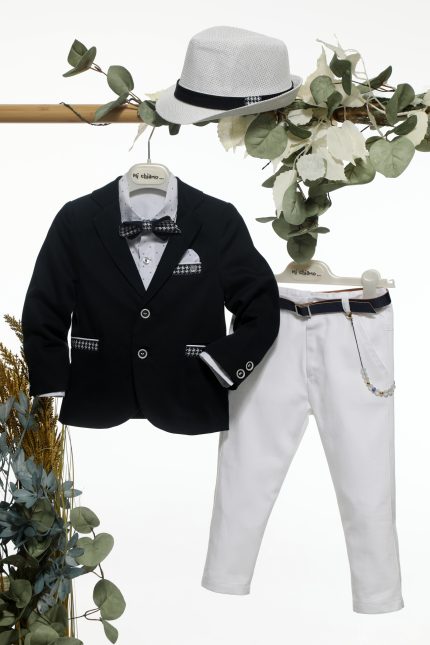 Βαπτιστικό Κοστουμάκι για Αγόρι Μπλε-Λευκό Α4657, Mi Chiamo